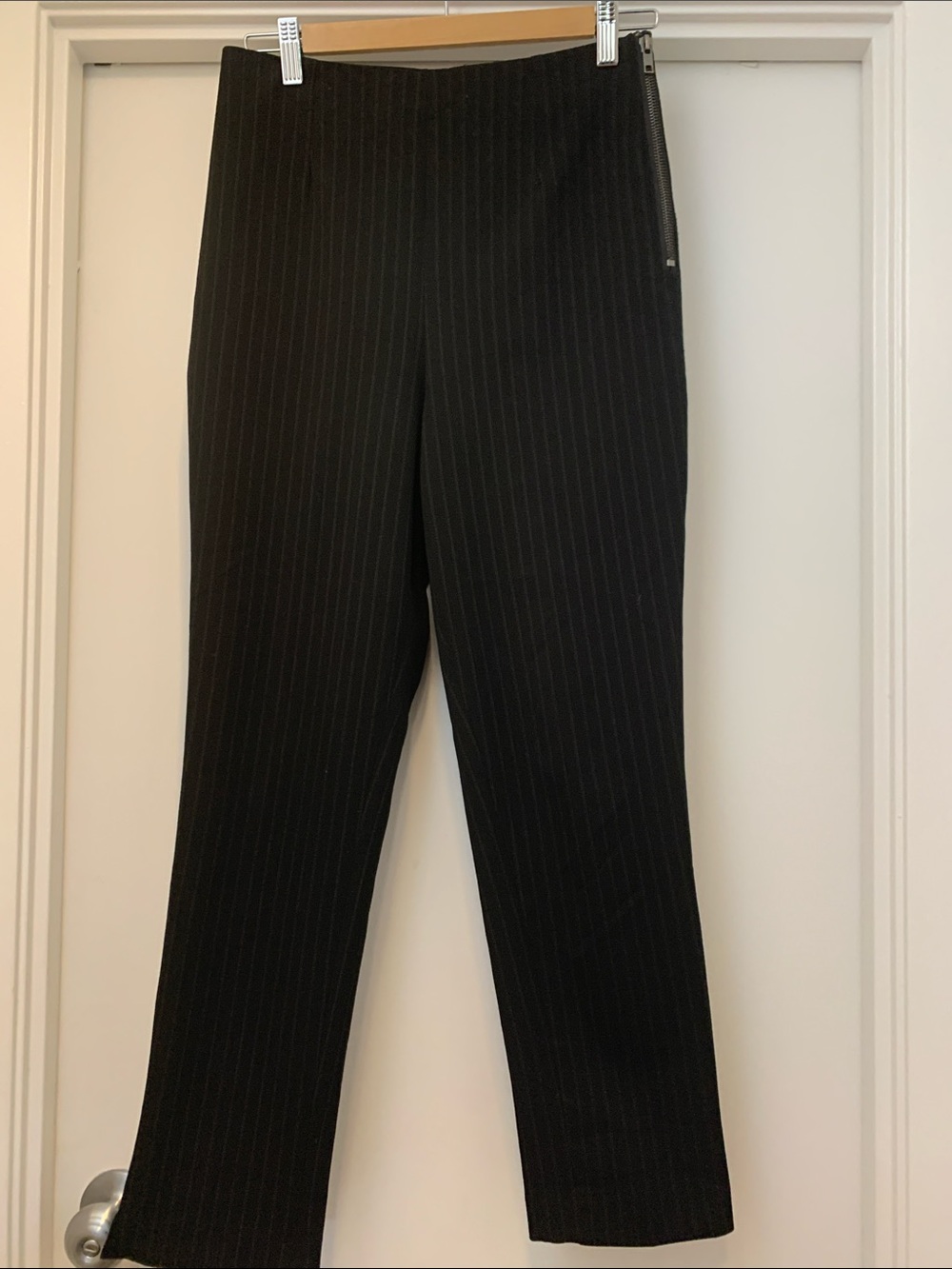 silence + noise Black Pinstripe Straight-Leg Pants